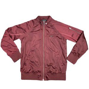 Members Only Men's Iconic Racer Satin Bomber Jacket Red Medium EUC